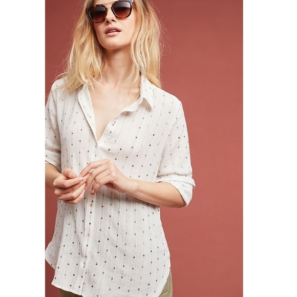 Anthropologie Tops - Anthropologie Sparkle Striped Buttondown Shirt Med